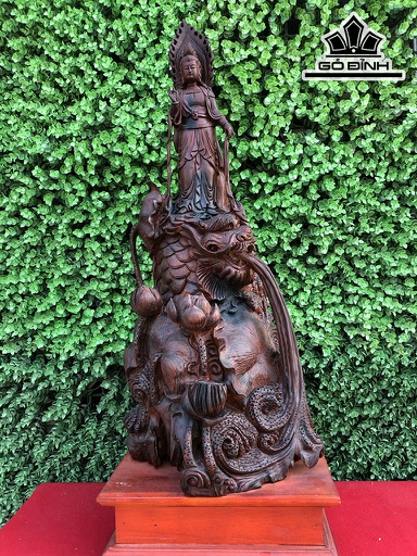 Tượng Phật Bà Quan Âm Gỗ Xá Xị Cao 70 Ngang 30 Sâu 25 (cm)