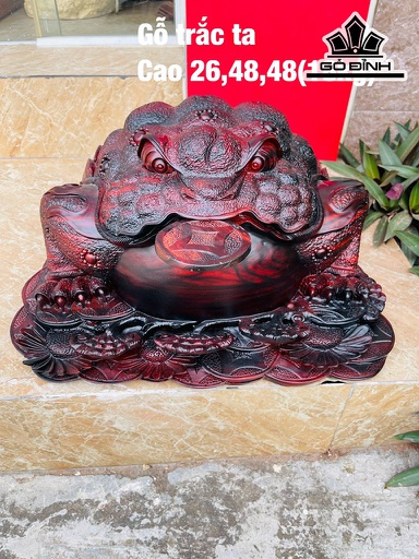 Tượng Thiềm Thừ Gỗ Trắc Cao 26 Ngang 48 Sâu 48 (cm)