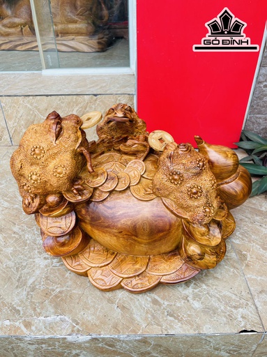 Tượng Thiềm Thừ Gỗ Hương Cao 28 Ngang 40 Sâu 35 (cm)