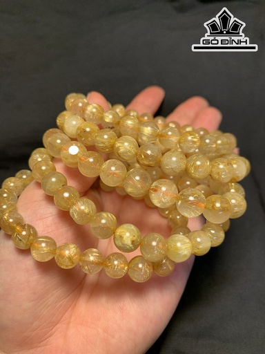 Vòng Tay Đá Thạch Anh Tóc Vàng Đường Kính 7,6-9(mm)