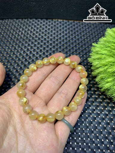 Vòng Tay Đá Thạch Anh Tóc Vàng Đường Kính7-8,9 (mm)