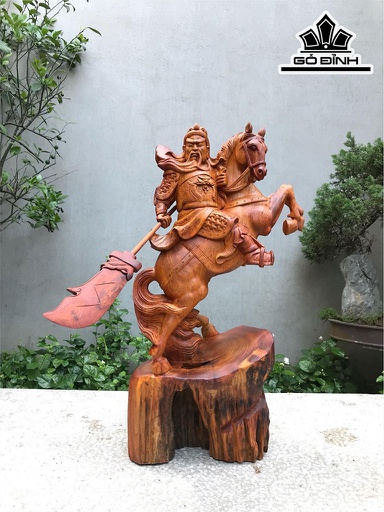 Tượng Quan Công Gỗ Hương Cao 65 Ngang 35 Sâu 21 (cm)