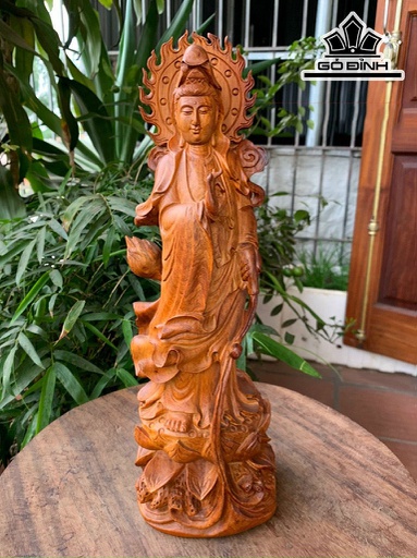 Tượng Phật Quan Thế Âm Bồ Tát Gỗ Hương Cao 40 Ngang 13 Sâu 12 (cm)