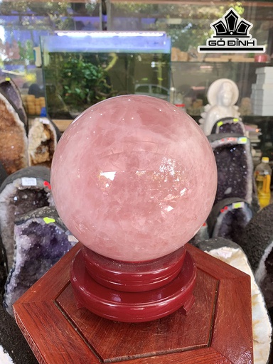 Bi Cầu Đá Thạch Anh Hồng Đường Kính 16(cm) 6,67kg