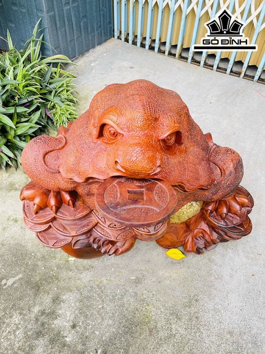 Tượng Cóc Ngậm Tiền Gỗ Hương Cao 62 Ngang 75 Sâu 70 (cm)