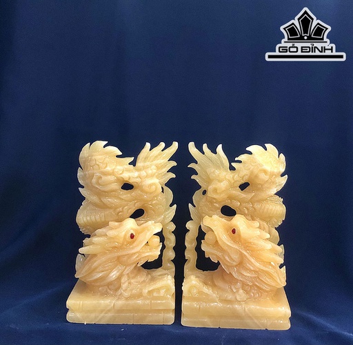 Cặp Song Long Đá Ngọc Hoàng Long Đường Kính 15 (cm)