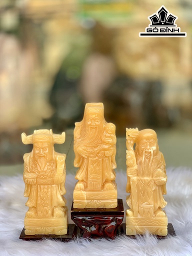 Tượng Phúc Lộc Thọ Đá Ngọc Hoàng Long Cao 20 (cm)