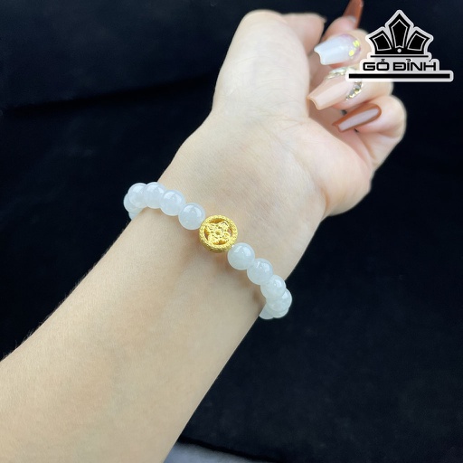 Vòng Tay Bạch Ngọc Đá Cẩm Thạch (Jadeite) Đường Kính Hạt 8 (mm)