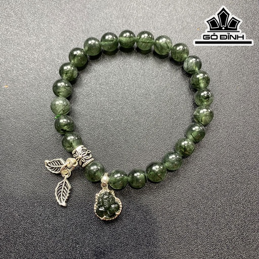 Vòng Tay Đá Thạch Anh Tóc Xanh Đường Kính Hạt 7,1 (mm)
