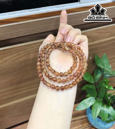 Chuỗi Đá Thạch Anh Tóc Nâu Đường Kính Hạt 6,7 (mm)