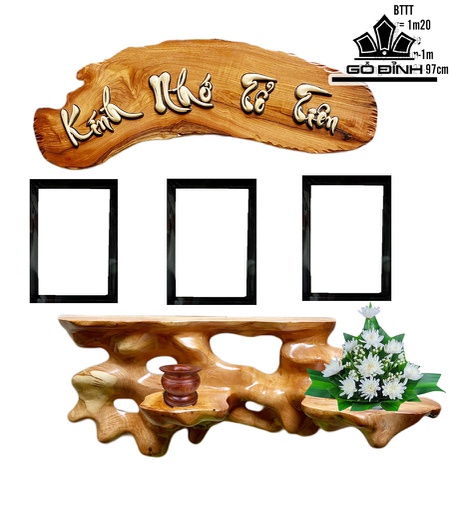 Tranh Kính Thờ Tổ Tiên Gỗ Cà Te Cao 120 (cm)