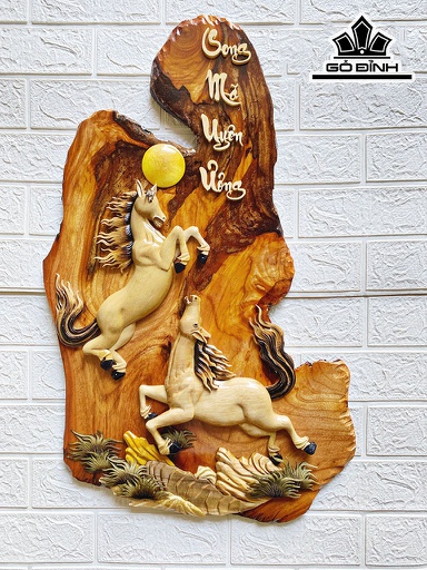 Tranh Mã Đáo Thành Công Gỗ Cà Te Cao 78 Ngang 43 Sâu 2 (cm)