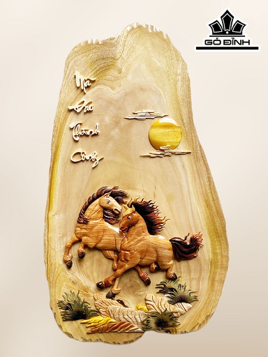 Tranh Mã Đáo Thành Công Gỗ Măn Cao 72 Ngang 42 Sâu 2 (cm)