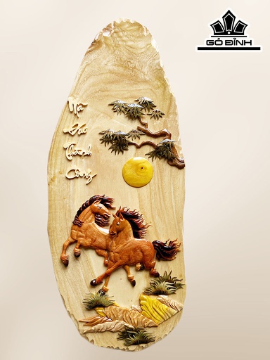 Tranh Mã Đáo Thành Công Gỗ Măn Cao 79 Ngang 32 Sâu 2 (cm)