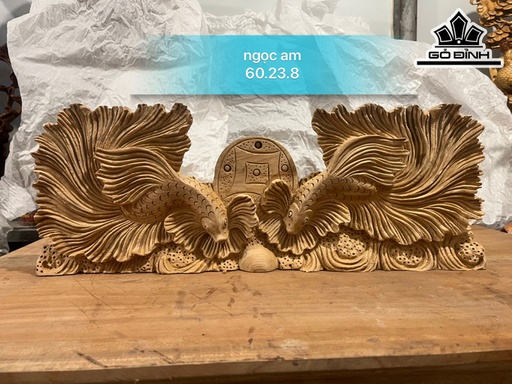 Tượng Cá Xiêm Gỗ Ngọc Am Ngang 60 Cao 23 Sâu 8 (cm)