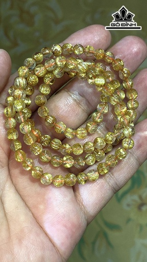 Chuỗi Đá Thạch Anh Tóc Vàng Đường Kính Hạt 6 (mm) 27gr