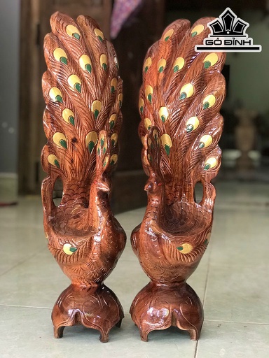 Lục Bình Chim Công Gỗ Lim Cao 58 Rộng 17-18 (cm)