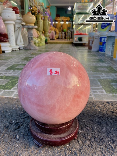 Bi Cầu Đá Thạch Anh Hồng Đường Kính 20 (cm) 8.9kg