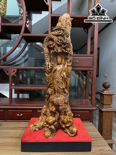 Tượng Phật Bà Quan Âm Gỗ Sưa Cao 106 Ngang 45 Sâu 45 (cm)