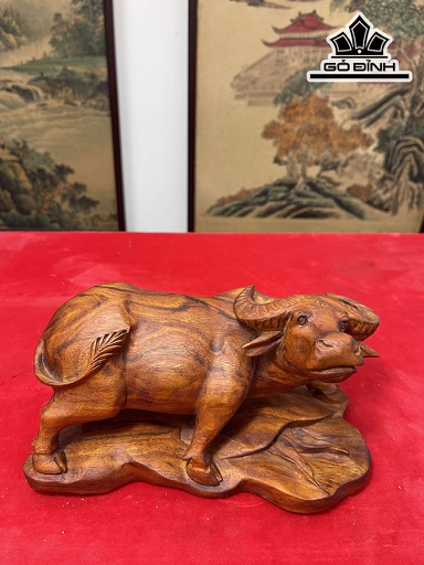 Tượng Trâu Gỗ Sưa Cao 13 Ngang 23 Sâu 13 (cm)