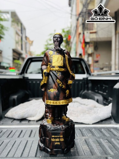 Tượng Trần Quốc Tuấn Gỗ Mun Hoa Cao 80 Ngang 24 Sâu 19 (cm)