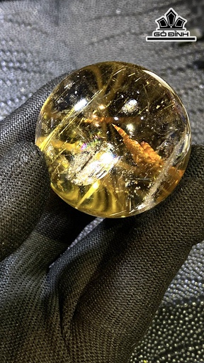 Bi Cầu Đá Thạch Anh Tóc Vàng Đường Kính Hạt 42,5 (mm) 108gr