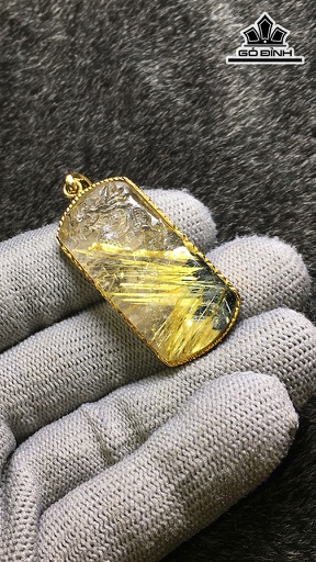 Mặt Dây Chuyền Đá Thạch Anh Tóc Vàng Cao 40,9 Ngang 20 Sâu 9 (mm) 17,2gr