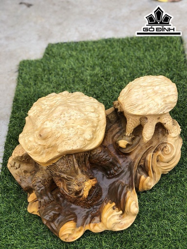 Tượng Long Quy Gỗ Nu Giáng Hương Cao 18 Ngang 36 Sâu 33 (cm)