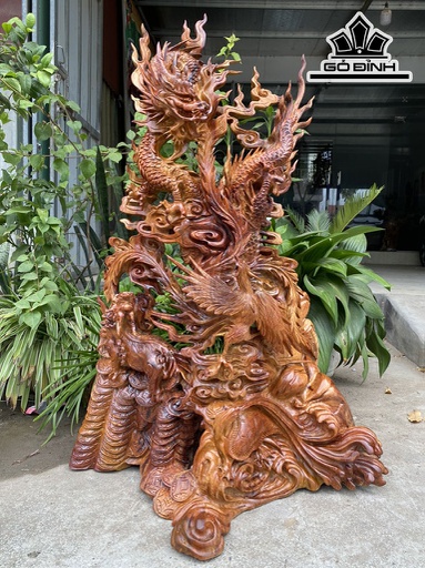 Tượng Tứ Linh Gỗ Hương Cao 103 Ngang 70 Sâu 38 (cm)