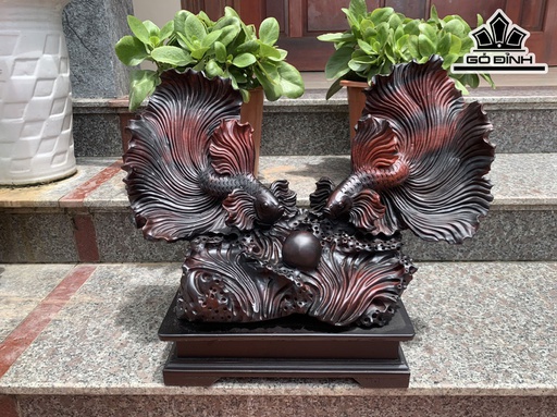 Tượng Cá Xiêm Gỗ Trắc Cao 44 Ngang 56 Sâu 25 (cm)