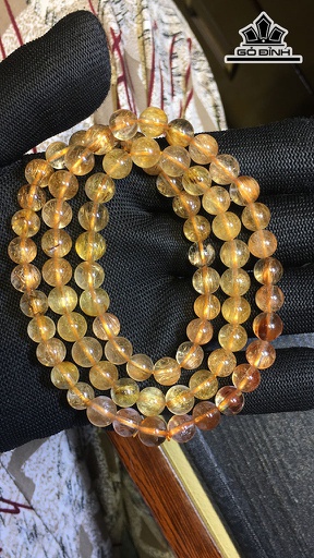 Chuỗi Đá Thạch Anh Tóc Vàng Đường Kính Hạt 7,5 (mm) 43.8gr