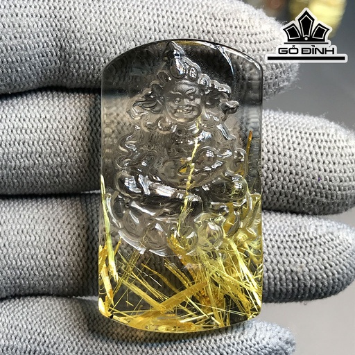 Mặt Dây Chuyền Đá Thạch Anh Tóc Vàng Cao 48 Ngang 26,8 Sâu 12,1 (mm) 33,3gr