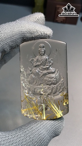 Mặt Dây Chuyền Đá Thạch Anh Tóc Vàng Cao 60 Ngang 36 Sâu 13,8 (mm) 60gr