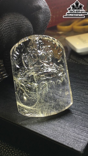 Mặt Dây Chuyền Phật Đá Thạch Anh Tóc Vàng Cao 57,4 Ngang 38,7 Sâu 11,1 (mm) 50,4gr