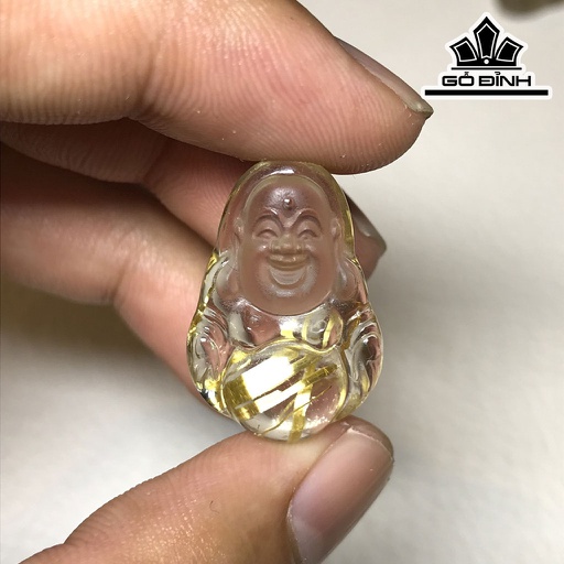 Mặt Dây Di Lặc Đá Thạch Anh Tóc Vàng Cao 22,5 Ngang 17,1 Sâu 8,5 (mm) 5gr