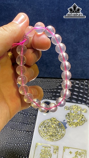 Vòng Tay Đá Thạch Anh Hồng Đường Kính Hạt 9,2 (mm) 26gr