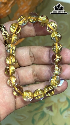 Vòng Tay Đá Thạch Anh Tóc Vàng Đường Kính Hạt 10,5 (mm) 33gr