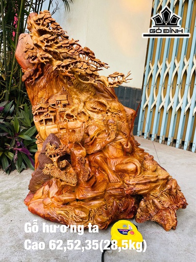 Tượng Lão Vọng Gỗ Hương Cao 62 Ngang 52 Sâu 35 (cm)