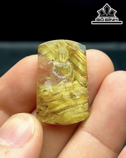 Mặt Dây Chuyền Quan Âm Đá Thạch Anh Tóc Vàng Cao 30,8 Ngang 19,5 Sâu 6,3 (mm) 32,6cts