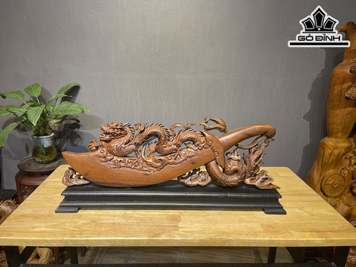 Tượng Nhất Long Bảo Kiếm Gỗ Hương Cao 26 Ngang 83 Sâu 7 (cm)