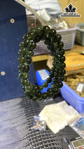 Chuỗi Đá Thạch Anh Tóc Xanh Đường Kính Hạt 7,7 (mm) 44gr