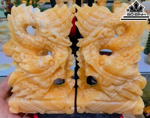 Cặp Song Long Đá Ngọc Hoàng Long Cao 15 (cm)