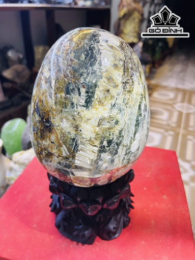 Tác Phẩm Quả Trứng Gỗ Hóa Thạch Cao 16 Ngang 12 (cm) 3kg