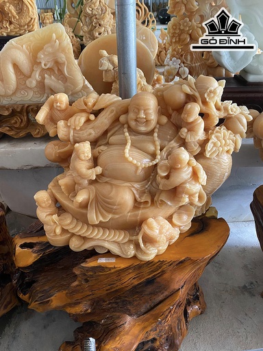 Tượng Di Lặc Ngũ Phúc Đá Ngọc Hoàng Long Cao 152 Ngang 79 (cm)