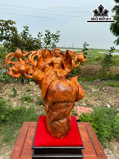 Tượng Quán Thế Âm Bồ Tát Gỗ Sụn Hương Cao 54 Ngang 48 Sâu 25 (cm)