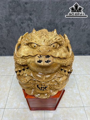Tượng Thiềm Thừ Gỗ Cẩm Vàng Cao 50 Đường Kính 50 (cm)