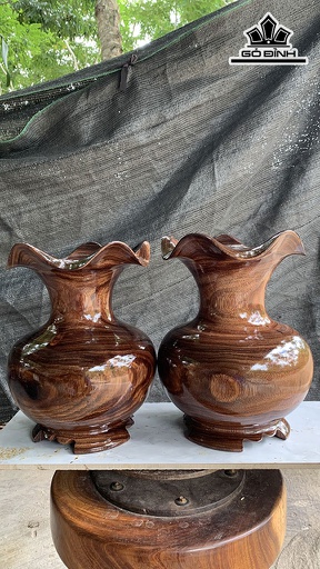 Cặp Bình Củ Tỏi Gỗ Lim Cao 32 Đường Kính 25 (cm)