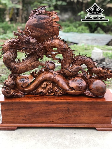 Tượng Nhất Long Gỗ Cẩm Cao 75 Ngang 73 Sâu 20 (cm)