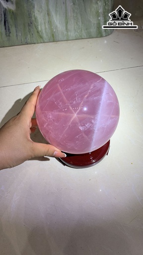 Bi cầu Đá Thạch Anh Hồng Đường Kính 13,8(cm) 3..8kg