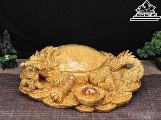 Tượng Long Quy Gỗ Nu Kháo Cao 15 Ngang 47 Sâu 33 (cm)